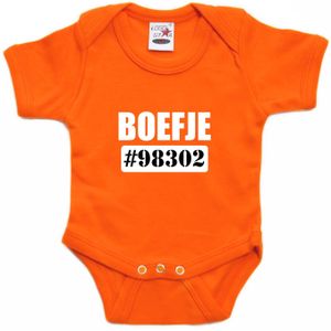 Boefje nummer 98302 tekst baby rompertje oranje jongens en meisjes - Kraamcadeau - Carnaval/ verkleed babykleding