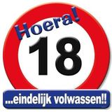 2x stuks hulde stopbord 18 jaar  50 x 50 cm - Feestartikelen/versiering verjaardag leeftijden - Verkeersbord