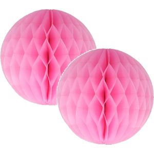 8x Papieren kerstballen roze 10 cm Kerstversiering - Kerstboomversiering - Kerstballen van papier