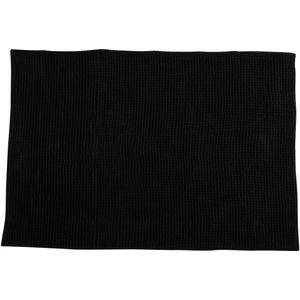 MSV Badkamerkleed/badmat/toilet - voor op de vloer - zwart - 60 x 90 cm - microvezel - anti-slip
