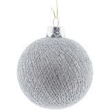 6x Zilveren Cotton Balls kerstballen 6,5 cm - Kerstversiering - Kerstboomdecoratie - Kerstboomversiering - Hangdecoratie - Kerstballen in de kleur zilver