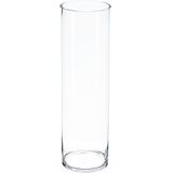 Atmosphera bloemenvaas Nantes - 2x - Cilinder model - transparant - bubbel glas - H50 x D15 cm
