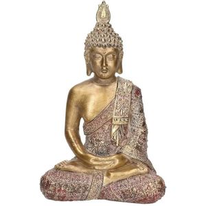 Goud boeddha beeldje zittend 20 cm - Boeddha beelden - Woondecoratie