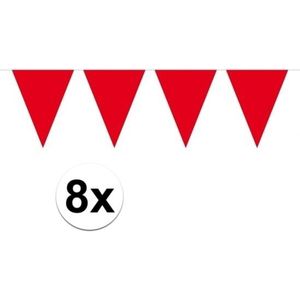 8 stuks Vlaggenlijnen/slingers XXL rood 10 meter