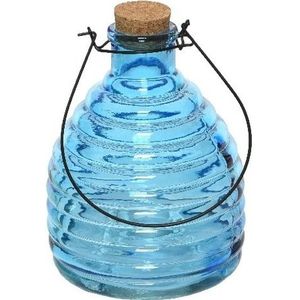 Wespenvanger/wespenval blauw 17 cm van glas - Insectenvangers/insectenvallen - Insectenbestrijding