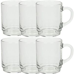 Set van 18x stuks theeglazen 250 ml van glas stapelbaar - Koffieglazen - Thee glazen