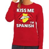 Kiss me I am Spanish sweater rood dames - feest trui dames - Spanje kleding