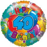 Folie ballon 40 Happy Birthday 35 cm - Folieballon verjaardag 40 jaar 35 cm