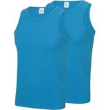 2-Pack Maat XL - Sport singlets/hemden blauw voor heren - Hardloopshirts/sportshirts - Sporten/hardlopen/fitness/bodybuilding - Sportkleding top blauw voor mannen