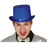 Fiestas Guirca verkleed hoge hoed - kobalt blauw - voor volwassenen - carnaval kleuren thema accessoires