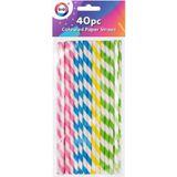 DID Drinkrietjes - papier - set 200x - multicolour kleuren - 20 cm - verjaardag/feestje