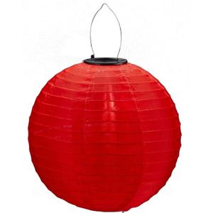 Rode solar party lampionnen op zonne energie 30 cm - Zomer tuin artikelen - Feestartikelen versiering