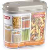 Plasticforte Voedselcontainer strooibus - 3x - beige - 1000 ml - kunststof - voorraadpotten