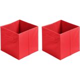 Urban Living Opbergmand/kastmand Square Box - 2x - karton/kunststof - 29 liter - rood - 31 x 31 x 31 cm - Vakkenkast manden