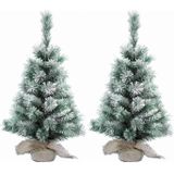 3x Stuks mini kunst kerstboom besneeuwd 60 cm - Kunst kerstbomen / kunstbomen