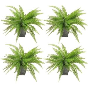 4x Kunstplanten varen 33 cm groen in pot - Kamerplanten groene varen in pot 4 stuks