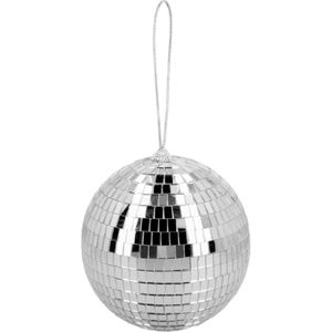 Boland Disco spiegel bal - rond - zilver - Dia 15 cm - Seventies/eighties thema versiering - Feestartikelen
