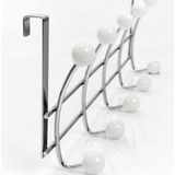 3x Zilver/witte deur kapstokken met 5 haken 48 cm - Zeller - Woonaccessoires - Kleding/jassen ophangen - Handdoeken ophangen - Deur kapstokken