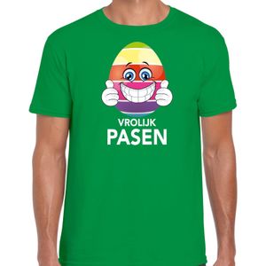 Paasei met duimen omhoog vrolijk Pasen t-shirt / shirt - groen - heren - Paas kleding / outfit