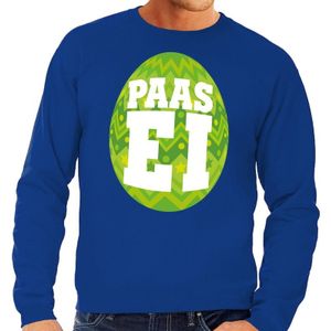 Blauwe Paas sweater met groen paasei - Pasen trui voor heren - Pasen kleding