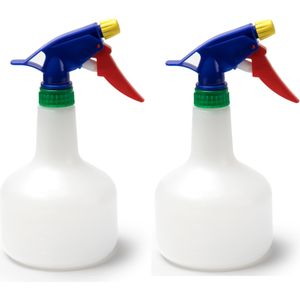 2x stuks waterverstuivers/spuitflessen 600 ml transparant - Plantenspuiten/schoonmaakspuiten