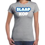 Bellatio Decorations Verkleed T-shirt voor dames - slaapkop - grijs - carnaval - foute party