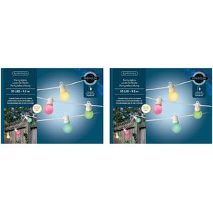 2x stuks feestverlichting lichtsnoer gekleurde lampbolletjes 950 cm - Binnen/buiten verlichting - LED lampjes