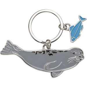 Metalen zeehond sleutelhanger 5 cm - Dieren cadeau artikelen