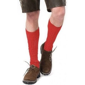 Oktoberfest Tiroler verkleed kousen rood voor volwassenen - Kniekousen hoge sokken - Bierfeest verkleedaccessoires