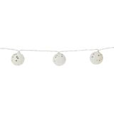 Christmas Decoration verlichting 10 bollen 5 cm - 2x st- wit glitters - 150 cm