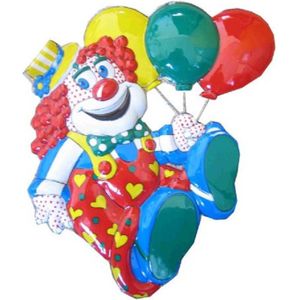 Carnaval decoratie schild clown ballonnen 50 x 45 cm - Wand decoraties feestartikelen/versiering