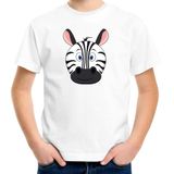 Cartoon zebra t-shirt wit voor jongens en meisjes - Kinderkleding / dieren t-shirts kinderen