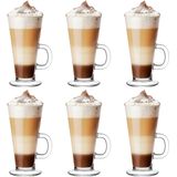 Glasmark Caffe Latte macchiato/koffie glazen model Paris - transparant glas - 6x stuks - 250 ml