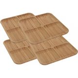 4x Serveerplanken/borden 4-vaks van bamboe hout 30 cm - Keuken/kookbenodigdheden - Tapas/hapjes presenteren/serveren - Vakkenbord/plank - Serveerborden/serveerplanken