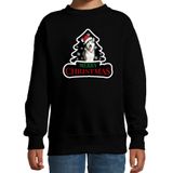 Dieren kersttrui husky zwart kinderen - Foute honden kerstsweater jongen/ meisjes - Kerst outfit dieren liefhebber