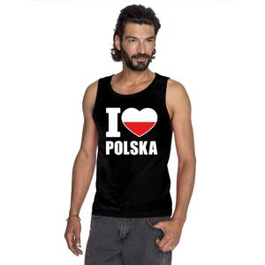 Zwart I love Polen supporter singlet shirt/ tanktop heren - Pools shirt heren