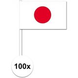 100x Japanse zwaaivlaggetjes 12 x 24 cm