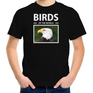 Dieren foto t-shirt Amerikaanse zeearend - zwart - kinderen - birds of the world - cadeau shirt vogel liefhebber - kinderkleding / kleding