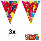 3x vlaggenlijn 60 jaar met gratis sticker