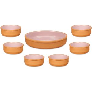 La Dehesa - 7x Tapas/creme brulee schaaltjes - terra/roze - 6x 12 cm/1x 23 cm