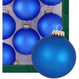 Krebs kerstballen - 8x stuks - kobalt blauw - glas - 7 cm - mat
