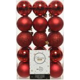 Kerstversiering kunststof kerstballen rood 4-6 cm pakket van 46x stuks - Kerstboomversiering