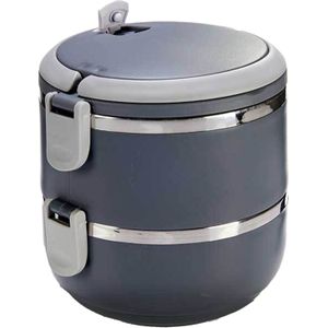 Stapelbare thermische lunchbox/warme maaltijd box antraciet 16 x 15 x 15 cm