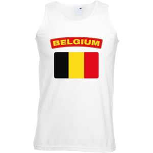 Belgie singlet shirt/ tanktop met Belgische vlag wit heren