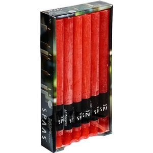 12x Rode rustieke rechte dinerkaarsen 25 cm 10 branduren - Geurloze kaarsen - Huishoudkaarsen/tafelkaarsen/kandelaarkaarsen