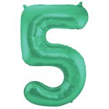 Folat folie ballonnen - Leeftijd cijfer 95 - glimmend groen - 86 cm - en 2x slingers
