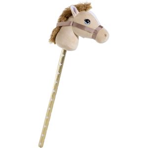 Pluche stokpaardje beige 70 cm - Speelgoed pony / paard stokpaardjes met zwarte manen