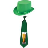 St. Patricks Day verkleed hoed en stropdas - groen - volwassenen - carnaval