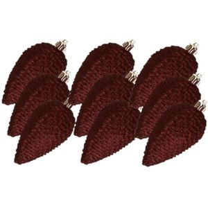 18x stuks kerstornamenten glitter dennenappels kerstballen mahonie bruin 8 cm