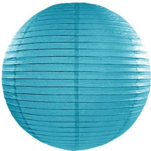 Luxe bol lampionnen turquoise blauw 35 cm - Party feestartikelen en versieringen